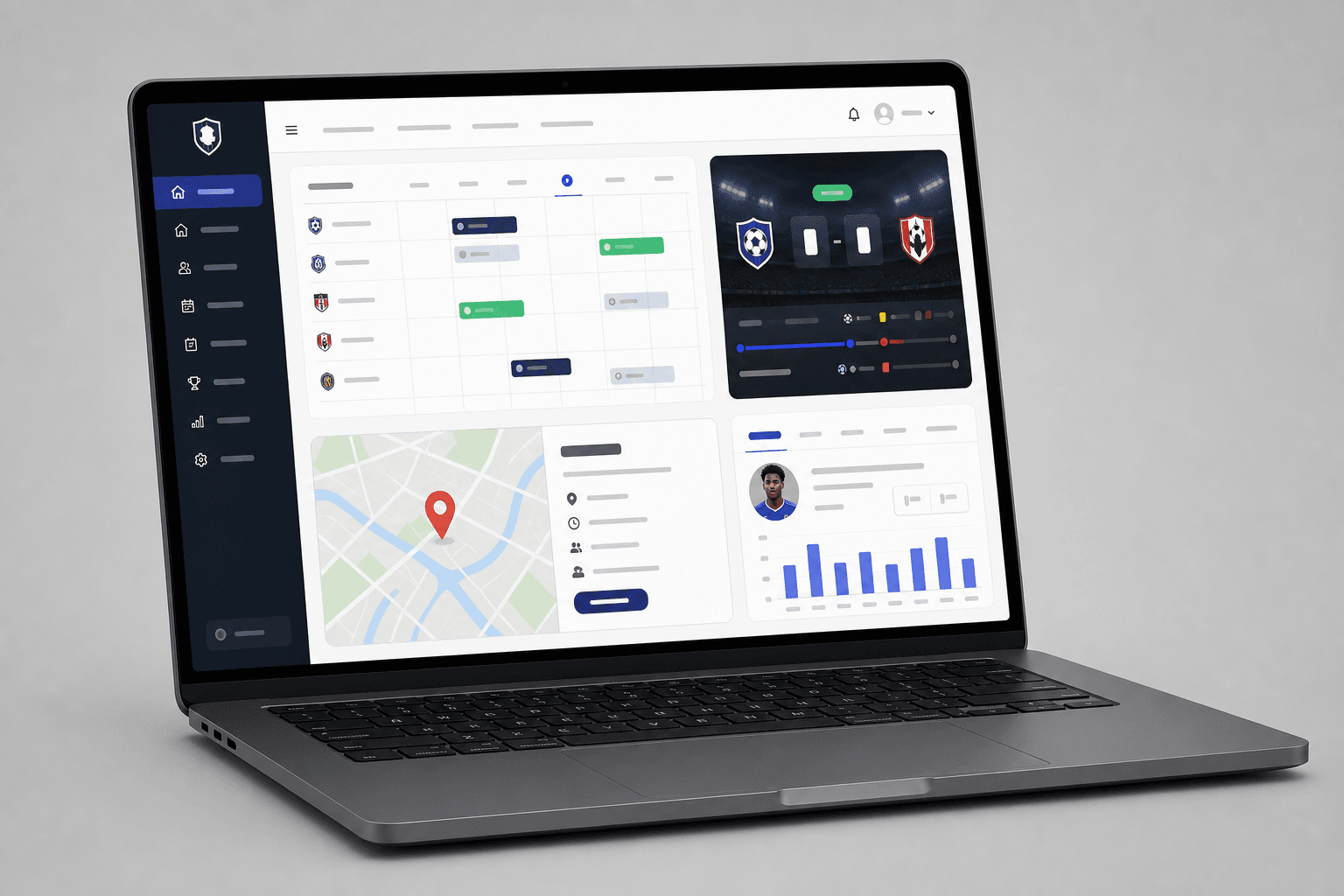 League website showing schedule, live scores, and player statistics